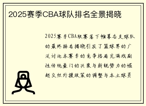 2025赛季CBA球队排名全景揭晓